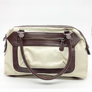 Sequoia Purse Handbag Shoulder Bag Canvas Leather Trim 11" x 7" x 5"